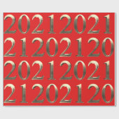 2021 Elegant Faux Golden Numbers Bright Red Cadeaupapier (Vlak)