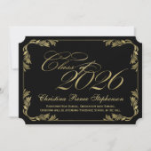 2021 Elegant Zwart/Goud Classy Formeel Afstuderen Kaart (Voorkant)