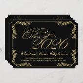 2021 Elegant Zwart/Goud Classy Formeel Afstuderen Kaart (Voorkant / Achterkant)