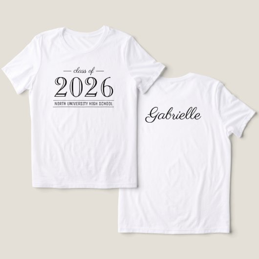 2021 Elegant zwart-wit Afstuderen Tri-Blend Shirt (Ontwerp Voorkant & Achterkant)