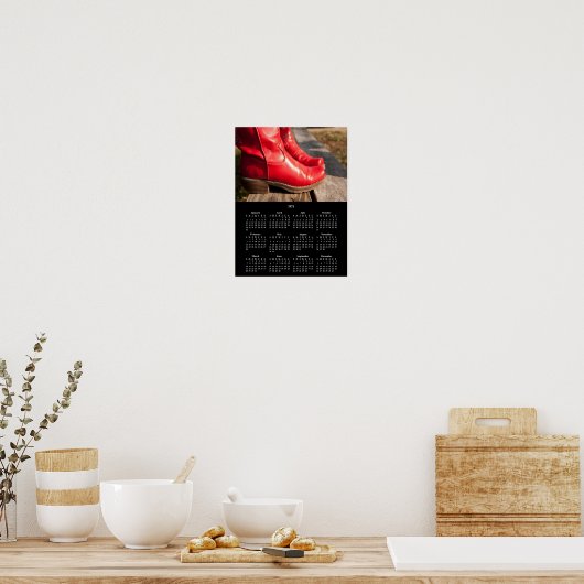 2021 Fancy Red Cowboy Boots-agenda Poster (Keuken)