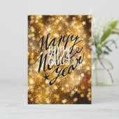 2021 Festive Gold | Gelukkig nieuwjaar Feestdagenkaart (Staand voorkant)
