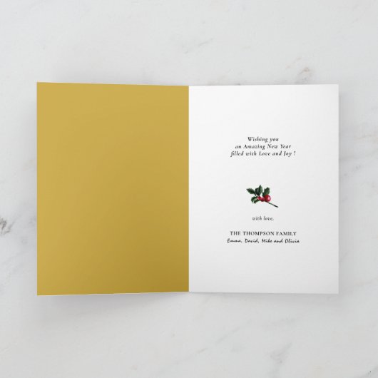 2021 Festive Pine Bough Magnolia Red Berry Feestdagen Kaart (Binnen)