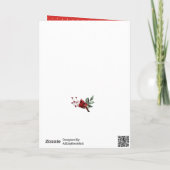 2021 Festive Pine Bough Magnolia Red Berry Feestdagen Kaart (Achterkant)