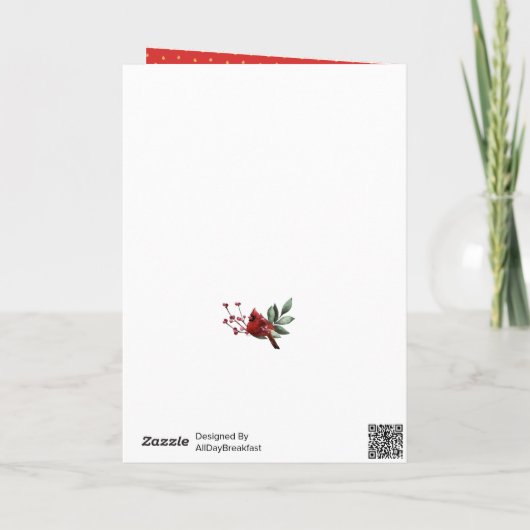 2021 Festive Pine Bough Magnolia Red Berry Feestdagen Kaart (Achterkant)