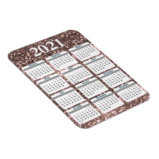 2021 Full Year Chunky Glitter Sparkle Calendar Magneet (Rechterzijde)
