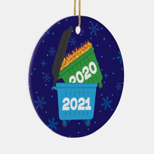 2021 Funny Dumpster Fire Keepomwille Kerstmis Keramisch Ornament (Rechts)