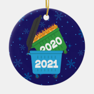 2021 Funny Dumpster Fire Keepomwille Kerstmis Keramisch Ornament