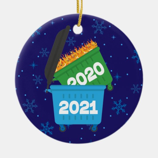 2021 Funny Dumpster Fire Keepomwille Kerstmis Keramisch Ornament (Voorkant)