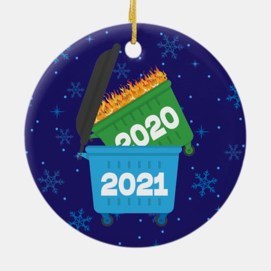2021 Funny Dumpster Fire Keepomwille Kerstmis Keramisch Ornament (Achterkant)
