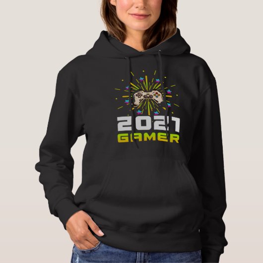 2021 Gamer Play Computer Video Games 2021 Firework Hoodie (Voorkant)