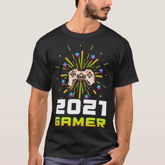 2021 Gamer Play Computer Video Games 2021 Firework T-shirt (Voorkant)