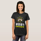 2021 Gamer Speelt Computer Videogames 2021 Vuurwer T-shirt (Voorkant volledig)