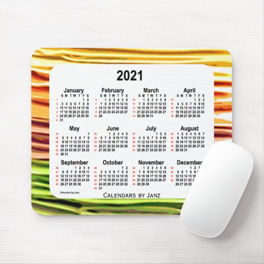 2021 Geel, 52 weken kalender gemaakt door Janz Muismat (Met muis)