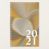 2021 Geel en Grijs Botanisch Bloemmotief Planner (Voorkant)