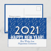 2021 | Gelukkig nieuwjaar | sneeuwvlokken | Ondern Briefkaart (Voorkant / Achterkant)