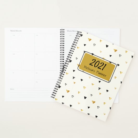 2021 Geometrisch goud en zwart patroon op maat Planner (Display)