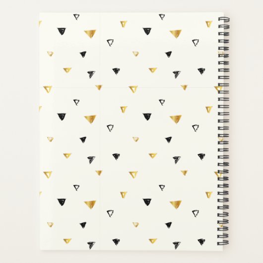 2021 Geometrisch goud en zwart patroon op maat Planner (Achterkant)