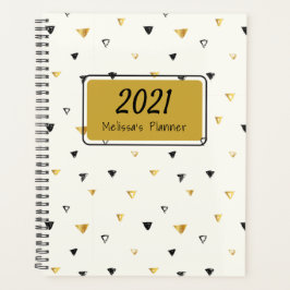 2021 Geometrisch goud en zwart patroon op maat Planner