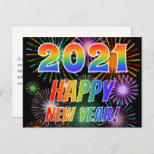 2021 GEWELDIG NIEUW JAAR!, kleurrijk Fireworks-pat Briefkaart (Voorkant / Achterkant)
