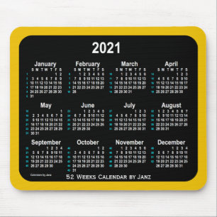 2021 Gold Neon 52 weken agenda van Janz Muismat