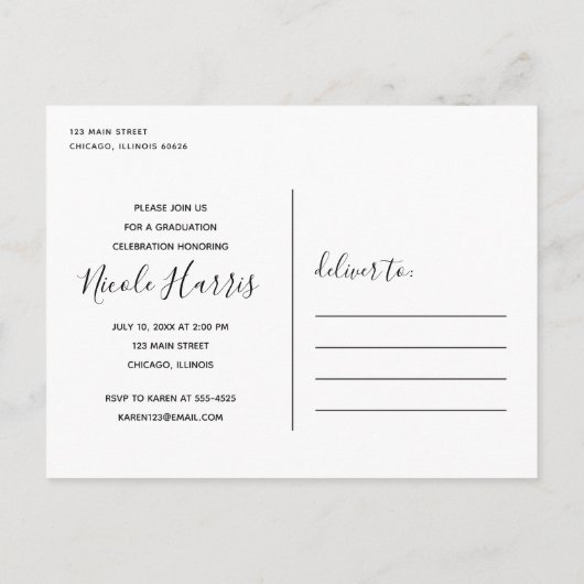 2021 Graduate Diagonal Postcard Uitnodiging Briefkaart (Achterkant)