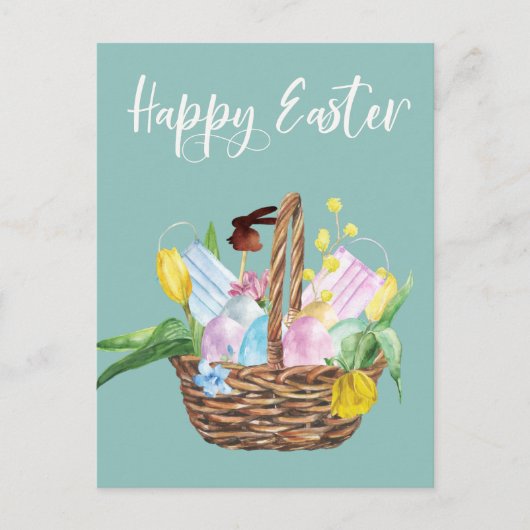 2021 Happy Easter Covid Basket Quarantine Briefkaart (Voorkant)