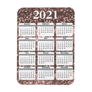 2021 Hele Jaar Klaterende Glitter Kalender Magneet