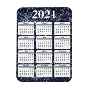 2021 Hele Jaar Klaterende Glitter Kalender Magneet