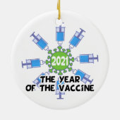 2021 Het jaar van de gevaccineerde grappige herden Keramisch Ornament (Achterkant)