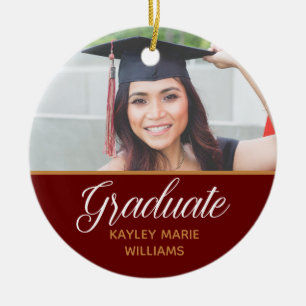 2021 Hoger Afstuderen Photo Red Gold Afstuderen Keramisch Ornament