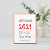 2021 Hugs Kisses vangen op | Nieuw jaar Briefkaart (Staand voorkant)