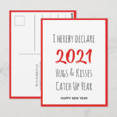 2021 Hugs Kisses vangen op | Nieuw jaar Briefkaart (Voorkant / Achterkant)
