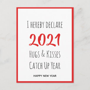 2021 Hugs Kisses vangen op   Nieuw jaar Briefkaart