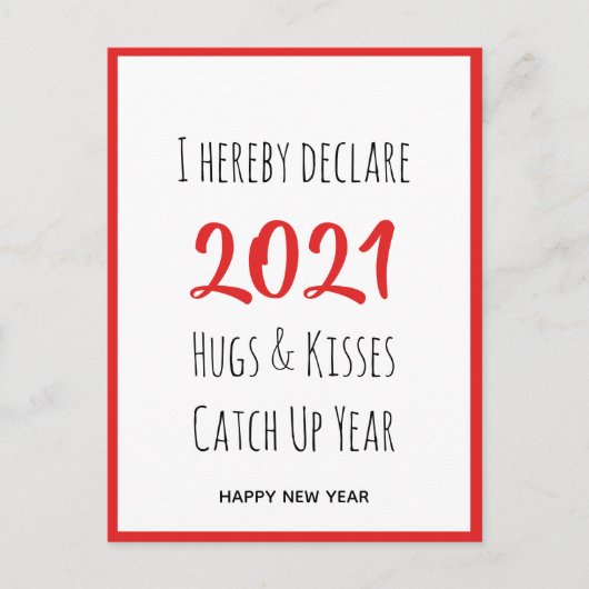 2021 Hugs Kisses vangen op | Nieuw jaar Briefkaart (Voorkant)
