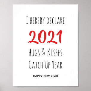 2021 Hugs Kisses vangen op Nieuw jaar Poster