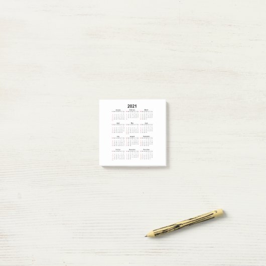 2021 Jaar Agenda Post-it® Notes (Op bureau)