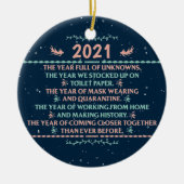 2021 jaar, kerstquarantaine keramisch ornament (Voorkant)