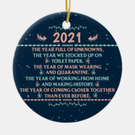 2021 jaar, kerstquarantaine keramisch ornament