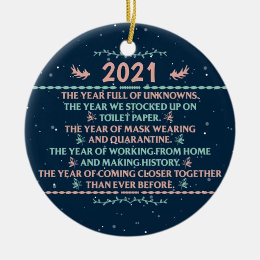 2021 jaar, kerstquarantaine keramisch ornament (Voorkant)