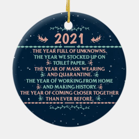 2021 jaar, kerstquarantaine keramisch ornament (Achterkant)