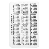 2021 Jaar Maandelijkse Kalender Klassieke Wit en Z Magneet (Verticaal)