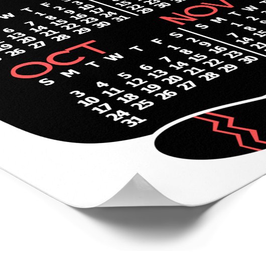 2021 Jaar Maandelijkse Kalender Midden-Eeuwse Zwar Poster (Hoek)