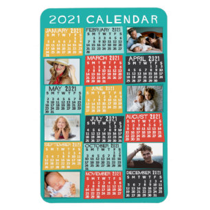 2021 Jaar Maandelijkse Kalender Moderne Foto Colla Magneet