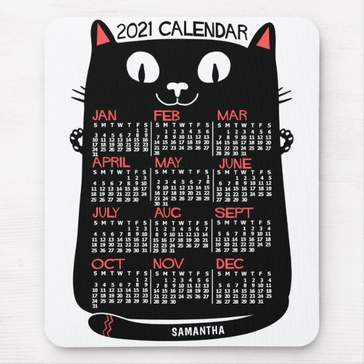 2021 Jaar Maandelijkse kalender Zwarte Kat uit het Muismat (Voorkant)