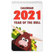 2021 Jaar van de Bull Funny Longhorn Cartoon Humor Kalender (Hoes)
