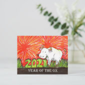 2021 Jaar van de Os ansichtkaart Briefkaart (Staand voorkant)