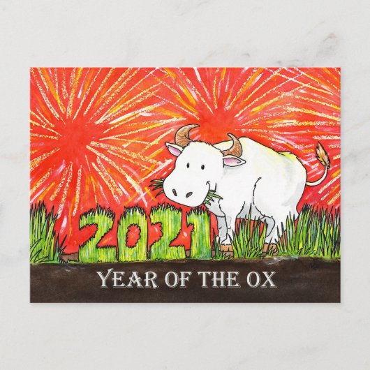 2021 Jaar van de Os ansichtkaart Briefkaart (Voorkant)