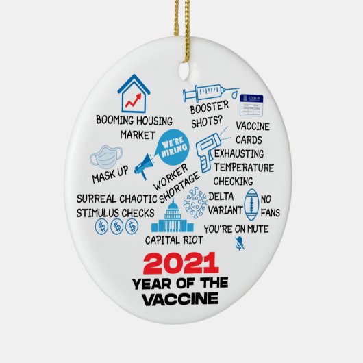 2021 Jaar van het gevaccineerde grappige kerstfees Keramisch Ornament (Rechts)