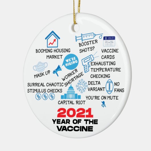 2021 Jaar van het gevaccineerde grappige kerstfees Keramisch Ornament (Links)